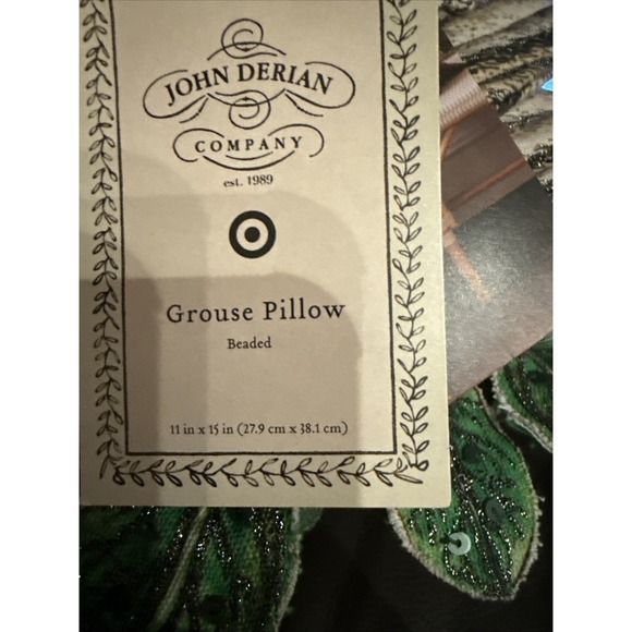 BRAND NEW! John Derian Target 2025 Fall Shaped Beaded Grouse 15"x11" Pillow NWT - Picture 7 of 7